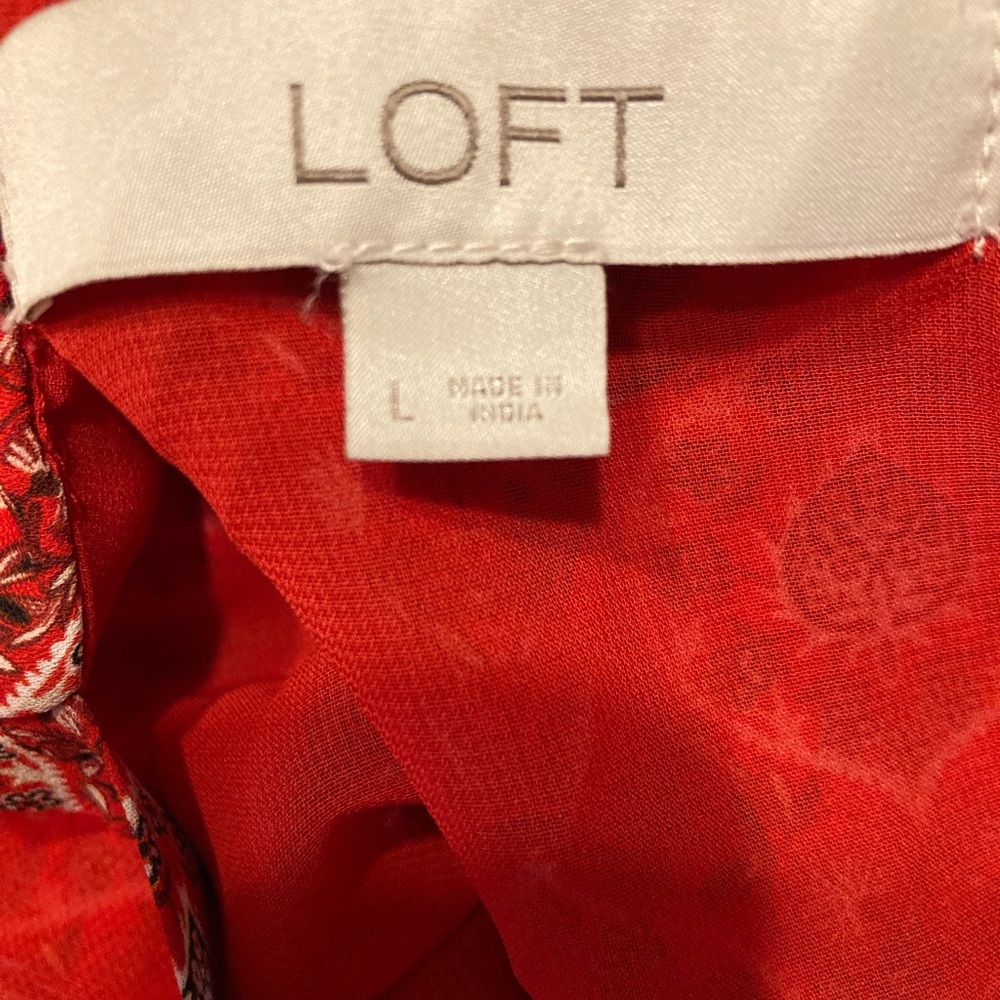 LOFT Red Patterned Top - Picture 8 of 9
